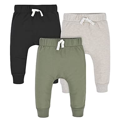 Gerber Baby Boys' Toddler 3-Pack Jogger Pants, Green/Black, 18 Months - Image 1
