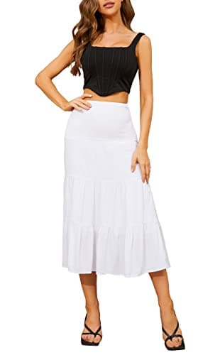 Tsher Tube Top Dress for Women Summer Solid Strapless Mini Dresses, Off The Shoudle Ruffle Beach Dress （XS, White-2 - Image 4