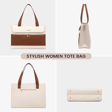 LOVEVOOK Laptop Tote for Women - 15.6 Inch Professional Leather Computer Briefcase with Waterproof Handbag Shoulder Bag Large Capacity Business Teacher Office Crossbody Purse - Image 8