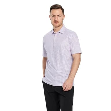 Men's Golf Shirts Dry Fit Short Sleeve Print Performance Moisture Wicking Patterned Polo Shirt for Men - Image 2