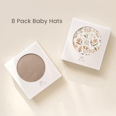 Konssy 8 Pack Baby Newborn Hats Set Knot Beanie Hats Soft for Infant Baby Girls Boys Caps 0-6 Months - Image 4