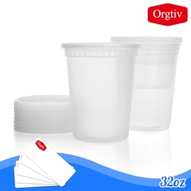 Orgtiv 32oz Deli Containers (24-Pack) - Leakproof Food Storage Containers with Lids, Microwave & Dishwasher Safe, BPA-Free Plastic Soup Containers for Meal Prep, Takeout, Restaurant Use - Image 5