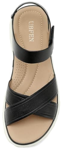 UBFEN Womens Platform Sandals Comfortable Lightweight Walking Ankle Strap Casual Low Wedge Sandals Aa Black Women US 7.5 - Image 6