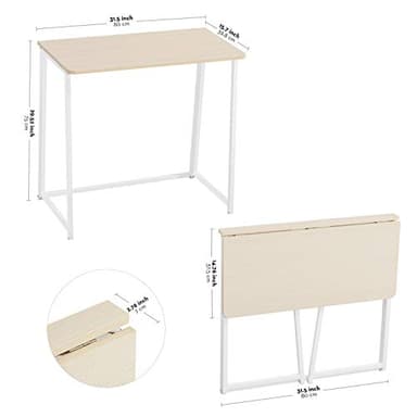 WOHOMO Folding Desk, Small Foldable Desk 31.5" for Small Spaces, Space Saving Computer Table Writing Workstation for Home Office, Easy Assembly, Oak - Image 3