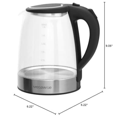 MegaWise Electric Kettle, 1.8L Borosilicate Glass Tea Kettle with LED Light, Auto Shut-Off and Boil-Dry Protection Cordless Kettle Fast Boiling - Image 9