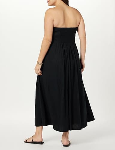 The Drop Women's Carlota Strapless Linen Maxi Dress, Black, M - Image 6