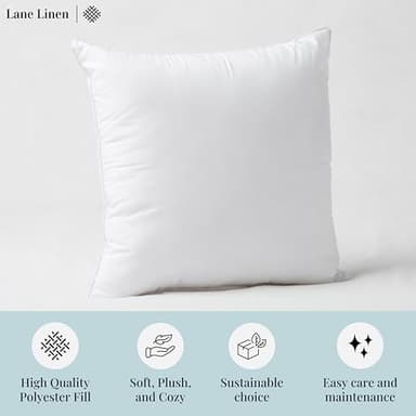 LANE LINEN 4 Pack 18x18 White Throw Pillow Inserts for Decorative Pillow Covers, Couch Pillows for Living Room, Fluffy Pillows for Bed - Image 7
