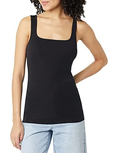 Amazon Essentials Women's Slim Fit Square Neck Tank Top, Pack of 2, Black, XX-Large - Image 2