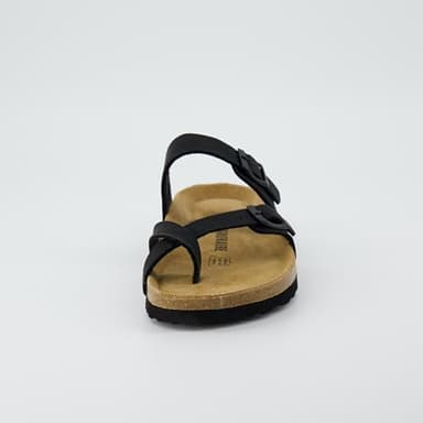 CUSHIONAIRE Luna Crossover Toe Strap Womens Sandals – Cork Footbed Slides with Adjustable Straps, Summer Sandals for Women 2025, BLACK 9 - Image 7