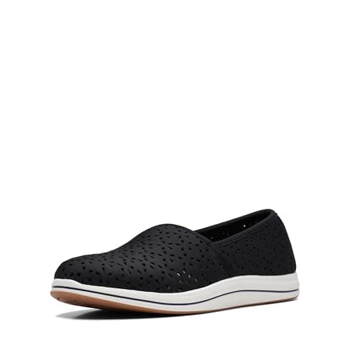 Clarks Women's Breeze Emily Loafer, Black Synthetic, 9.5 Wide - Image 1