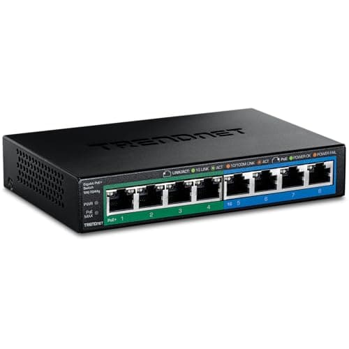 TRENDnet 8-Port Gigabit GREENnet PoE+ Switch, TPE-TG44G, 4 x Gigabit PoE/PoE+ Up to 30 W/Port, 4 x Gigabit, 61 W Power Budget, 16 Gbps Switch Capacity, Ethernet Unmanaged Switch - Image 1