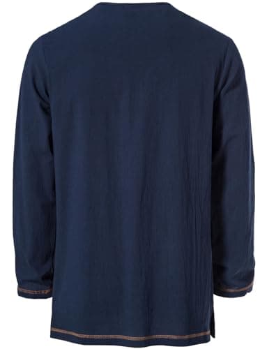 JEMITOP Men's Renaissance Costume Retro Lace Up Shirts for Pirate Viking Medieval Vampire Halloween Cosplay Without Belt Navy Blue XL - Image 5