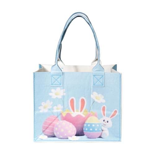 Easter Basket, Blue Easter Baskets for Kids, Cute Personalized Easter Basket with Handle for Easter Party - Image 1