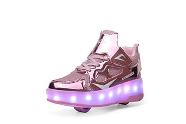 Ulinlo pouly Retractable Roller Shoes with Wheels USB Chargable Light Up Sneakers for Girl - Image 3