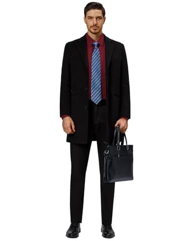 Alimens & Gentle Burgundy Dress Shirt for Men Long Sleeve Wrinkle Free Stretch Christmas Casual Button Down Shirt with Pocket - Image 5