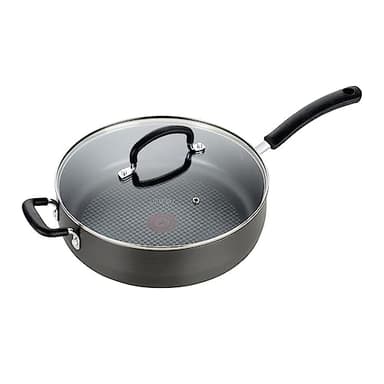 T-fal Ultimate Hard Anodized Non Stick Jumbo Cooker With Lid & Helper Handle 5 Quart, Oven Broiler Safe 400F, Lid Safe 350F, Cookware, Deep Frying Pan, Skillet, Pots and Pans, Dishwasher Safe, Grey - Image 1