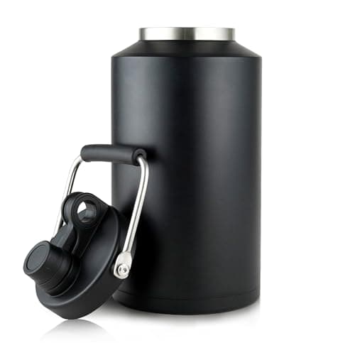 1 Gallon Water Jug Bottle Insulated, 128oz Stainless Steel Water Bottle Jug Wide Mouth Double Vacuum Dishwasher Safe BPA Free for Hot & Cold Drinks Black - Image 1