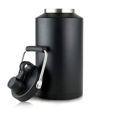 1 Gallon Water Jug Bottle Insulated, 128oz Stainless Steel Water Bottle Jug Wide Mouth Double Vacuum Dishwasher Safe BPA Free for Hot & Cold Drinks Black - Image 1