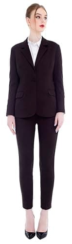 Marycrafts Women’s Two Piece Suits – Business Blazer Pant Suit Set for Work, Professional Outfit, Office Wear, Formal Business Attire 20 Black Brown - Image 8