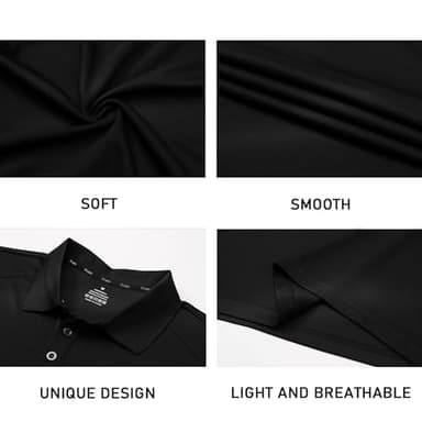 Gaiatiger Men’s 3 Pack Polo Shirt Moisture Wicking Quick Dry Performance Athletic Short Sleeve Golf Shirt,0427,3Black,M - Image 4