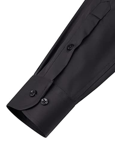 Alimens & Gentle Men's Dress Shirts Long Sleeve Wrinkle-Free Stretch Shirts Solid Formal Button Down Shirt with Pocket Black - Image 6