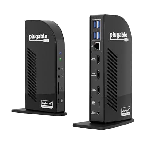 Plugable USB-C Triple Monitor Docking Station: 13-in-1 Laptop Dock with 100W Charging for Mac (DisplayLink Driver Required), Windows, Chrome, 3 HDMI, Gigabit Ethernet, SD, USB-C 20W, 4 USB - UD-ULTCDL - Image 1