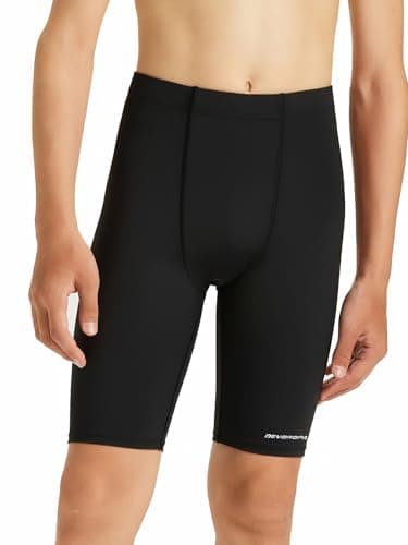 DEVOROPA Boys' Swim Jammers Youth Competitive Swim Team Suit Quick Dry Athletic Swimming Shorts UPF 50+ Black L - Image 2