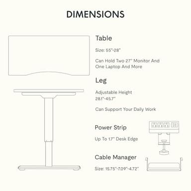 FLEXISPOT EN2 Whole-Piece Bamboo Standing Desk with Clamp Power Strip, 55 x 28 Electric Stand Up Height Adjustable Desk with Cable Management (Grey Frame + 55" Bamboo Top, 2 Packages) - Image 6