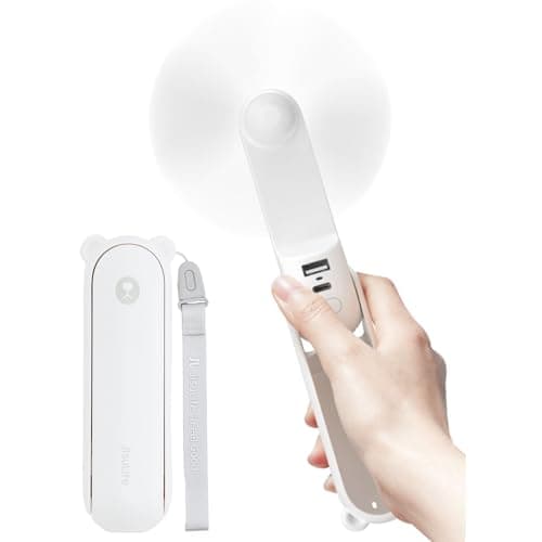 JISULIFE Handheld Fan with 4500 mAh Powerbank Max 37 Hours Runtime, Pocket Portable Battery Operated or USB Powered Folding Personal Fan, 3 Speeds, Gifts for Women Men Kids Gift for Festival-White - Image 1