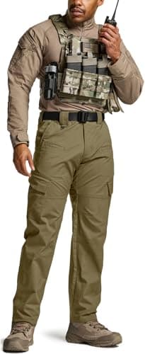 CQR Men's Flex Ripstop Tactical Pants, Water Resistant Stretch Cargo Pants, Lightweight EDC Hiking Work Pants, Dura Flex Soil Green, 32W x 32L - Image 3