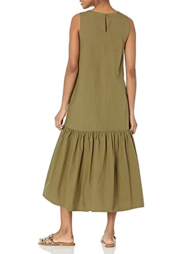 The Drop Women's Ilana Loose Sleeveless Wide-Hem Poplin Maxi Dress, Capers Olive, L - Image 2