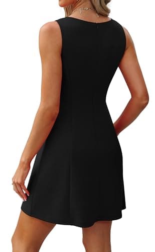 Black Dresses for Women A Line Sleeveless Spring Summer Cute Date Night Dinner Party Semi Formal Cocktail Dresses Wedding Guest Short Little Black Mini Dress Valentines Day Outfits 2025 L - Image 4