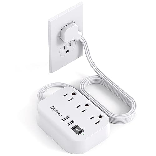 Mifaso Dorm Room Essentials Power Strip - Flat Extension Cord with Multiple Outlets, 5Ft Ultra Cord with 4 USB Ports, Non Surge Protector for Cruise Ship Travel, Desktop Charging Station - Image 1