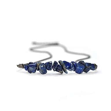 Gempires Blue Lapis Lazuli Crystal Necklace September Birthstone Gemstone Jewelry Hypoallergenic 18 Inch Black Plated Natural Simple Dainty Necklaces For Women - Image 5