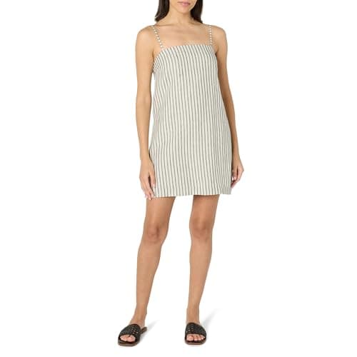The Drop Women’s Seville Linen Mini Shift Dress, Whisper White/Black Stripe, M - Image 1