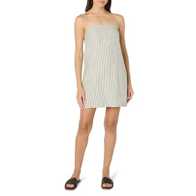 The Drop Women’s Seville Linen Mini Shift Dress, Whisper White/Black Stripe, M - Image 1