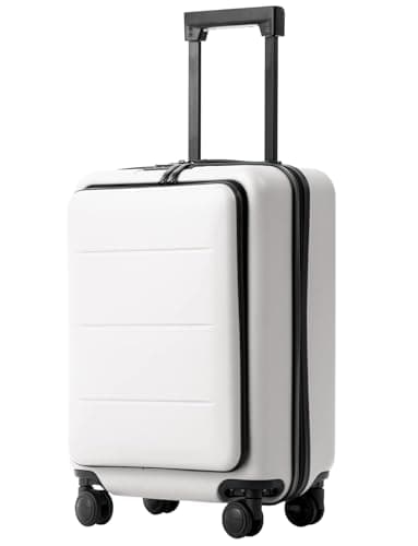 Coolife Carry-On Luggage, 20-inch Lightweight Hardshell, Airline-Certified ABS+PC, Pocket Compartment (White, 20-inch Carry-On) - Image 1