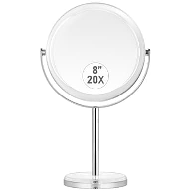 MIYADIVA 20X Magnifying Makeup Mirror,Double Sided 1X & 20X Magnifying Mirror with Stand,Tabletop Magnified Vanity Mirror with 360°Rotation for Bathroom or Bedroom 7.8 Inch - Image 1