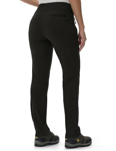TBMPOY Women's Hiking Pants Lightweight Water Resistant Travel Joggers Quick Dry Outdoor Athletic Pants Zipper Pockets Black 3L - Image 5