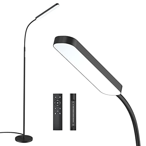 Floor Lamp -WioMio Led Floor Lamp with Remote and Touch Control for Stepless Dimmer & Temperatures, Harmless Light for Eye-caring, Adjustable Gooseneck Standing Lamp for Living Room & Bedroom. - Image 1