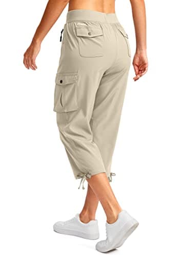Soothfeel Women's Cargo Capris Pants with 6 Pockets Lightweight Quick Dry Travel Hiking Summer Pants for Women Casual (Khaki, S) - Image 2