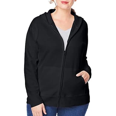JUST MY SIZE womens Comfortsoft Ecosmart Fleece Full-zip Women's athletic hoodies, Ebony, 2X US - Image 4
