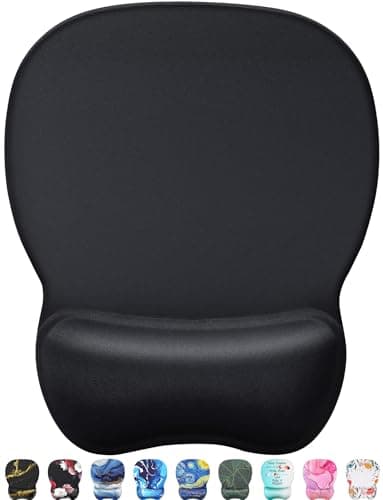 MROCO Ergonomic Mouse Pad with Gel Wrist Rest, Comfortable Mousepad with Smooth Wrist Support Surface and Non-Slip PU Base for Pain Relief, Computer, Laptop, Office & Home, 9.4 x 8.1 in, Black Color - Image 1