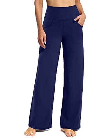 Promover Yoga Pants for Women Wide Leg Pants with Pockets Petite High Waist Workout Casual Dress Pants(Royal Blue,M,29") - Image 1