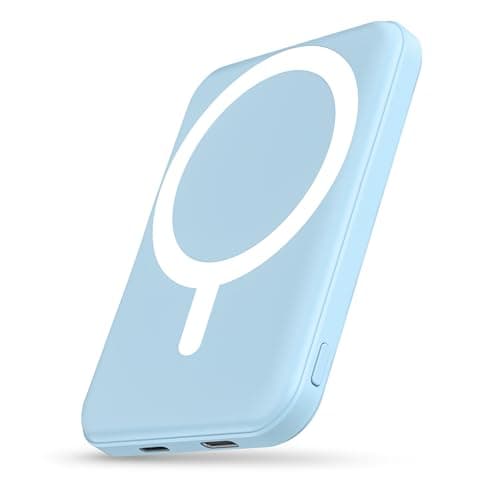 podoru for Magsafe Battery Pack, 5000mAh Magnetic Power Bank with Type-C Cable 20W PD Fast Charging Lighting Input Wireless Portable Charger for iPhone 17/16/15/14/13/12/ All Series-Sierra Blue - Image 1