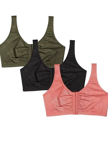 Fruit of the Loom Women's Front Close Builtup Sports Bra, Desert Dusk/Olive Night/Black, 38 - Image 1