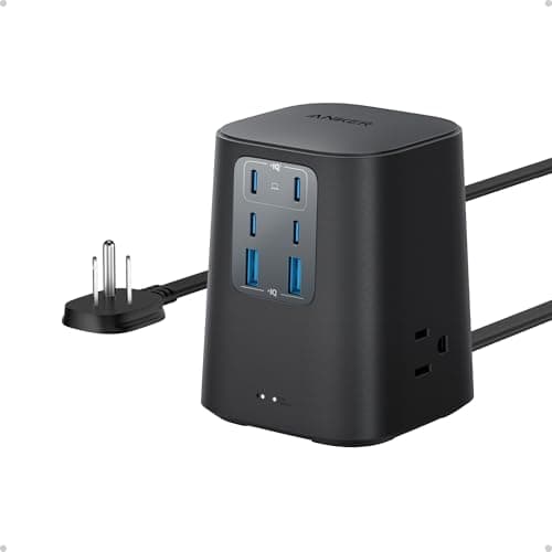 Anker Charging Station (100W), 9-in-1 USB-C Power Strip with 300J Surge Protection, for iPhone 16 and MacBook, 5 ft Flat Cable and Plug, 4 USB-C and 2 USB-A Ports, 3 AC Outlets, for Home, Office - Image 1