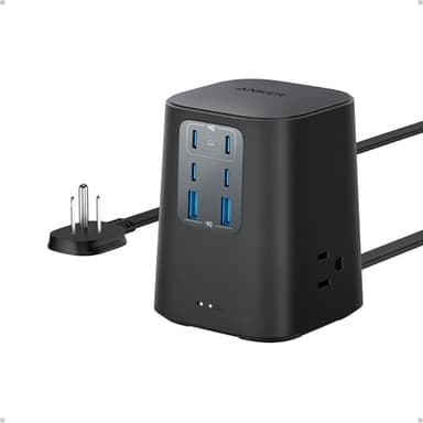 Anker Charging Station (100W), 9-in-1 USB-C Power Strip with 300J Surge Protection, for iPhone 16 and MacBook, 5 ft Flat Cable and Plug, 4 USB-C and 2 USB-A Ports, 3 AC Outlets, for Home, Office - Image 1
