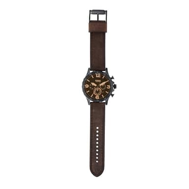 Fossil Men's Nate Quartz Stainless Steel and Leather Chronograph Watch, Black & Dark Brown Leather Watch (Model: JR1487) - Image 3
