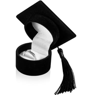 Henoyso 1 Pcs High School Graduation Hat Ring Box for Jewelry Gift Graduation Gift Box High School Class Ring Holder Creative Ring Earring Box for Class 2025 Grad Celebration Party Supplies - Image 1